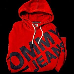 Tommy Hilfiger hoodie size: M color-red with navy blue lettering